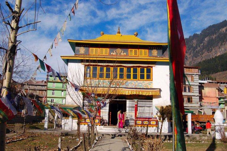 Buddhist monastery at Manali under bright sun