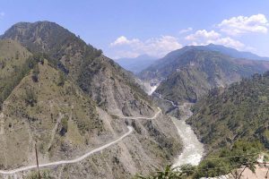 View of Baglihar Dam and the river from mountain top