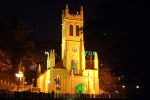 Anglican Christ Church at night under lights